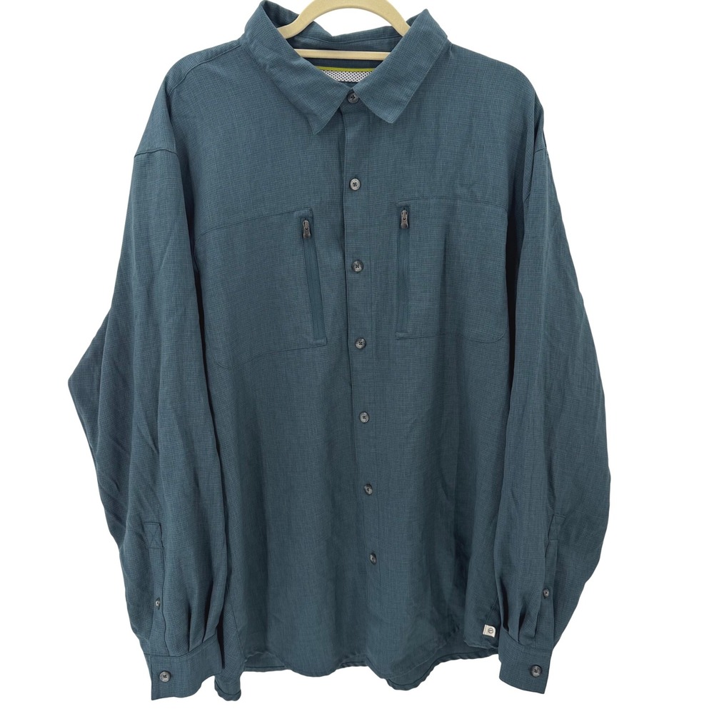 Magellan Outdoors Mens 2XL Blue Gray MagWick Fishing Shirt Vent Hiking Gorpcore